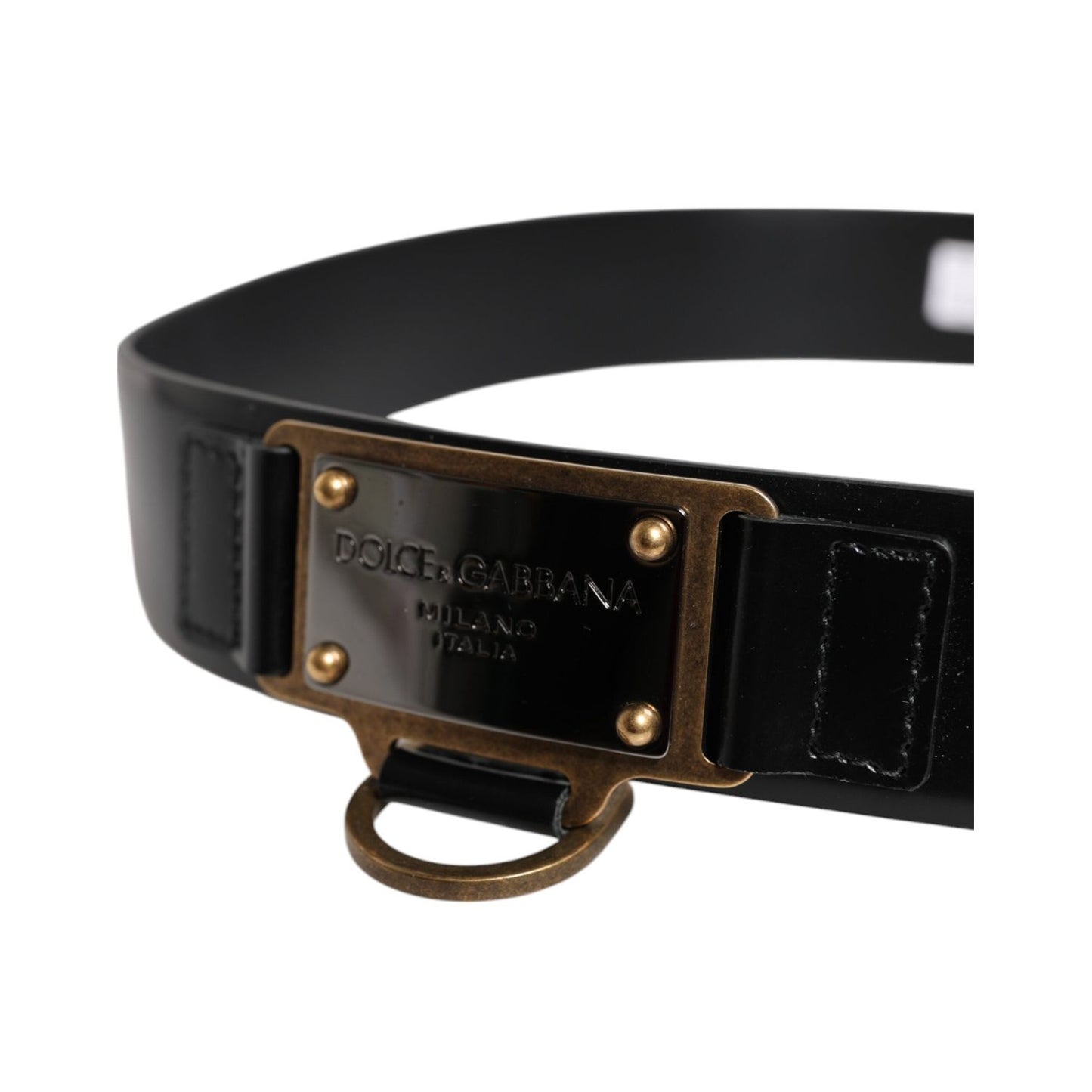 Dolce & Gabbana Black Leather DG Logo Plaque Buckle Belt BEL9318-90