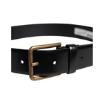 Dolce & Gabbana Black Leather DG Logo Plaque Buckle Belt BEL9318-90