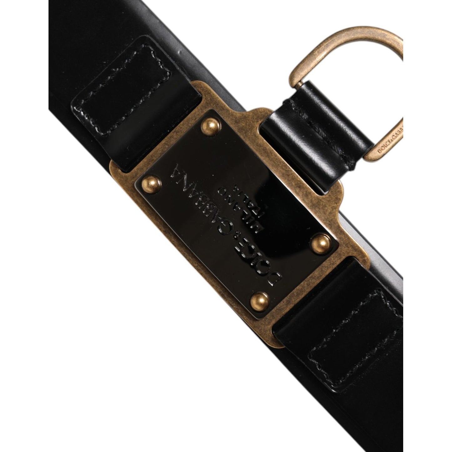 Dolce & Gabbana Black Leather DG Logo Plaque Buckle Belt BEL9318-90