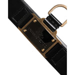Dolce & Gabbana Black Leather DG Logo Plaque Buckle Belt BEL9318-90