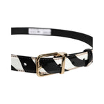 Dolce & Gabbana Black White Zebra Gold Metal Logo Buckle Belt BEL9321-90