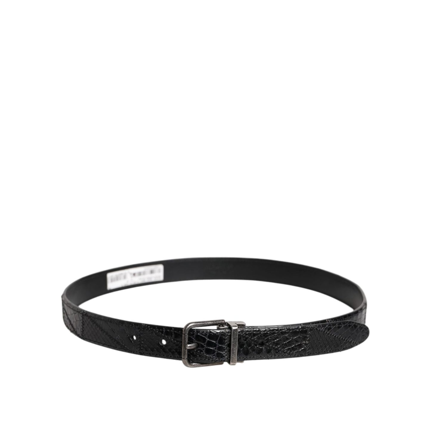 Dolce & Gabbana Black Exotic Leather Metal Logo Buckle Belt BEL9323-90
