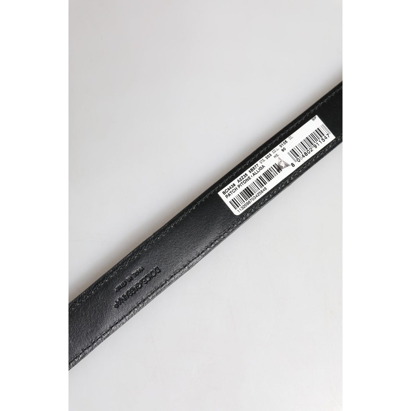 Dolce & Gabbana Black Exotic Leather Metal Logo Buckle Belt BEL9323-90