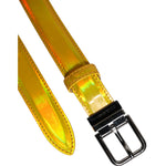 Dolce & Gabbana Metallic Yellow Leather Metal Logo Buckle Belt BEL9324-90