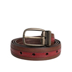 Dolce & Gabbana Burgundy Leather Metal Logo Buckle Belt BEL9328-100