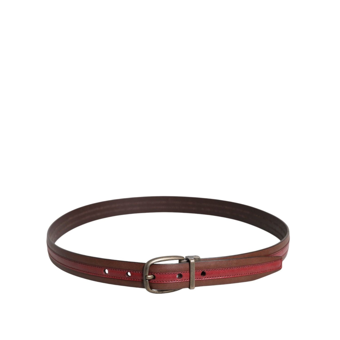 Dolce & Gabbana Burgundy Leather Metal Logo Buckle Belt BEL9328-100