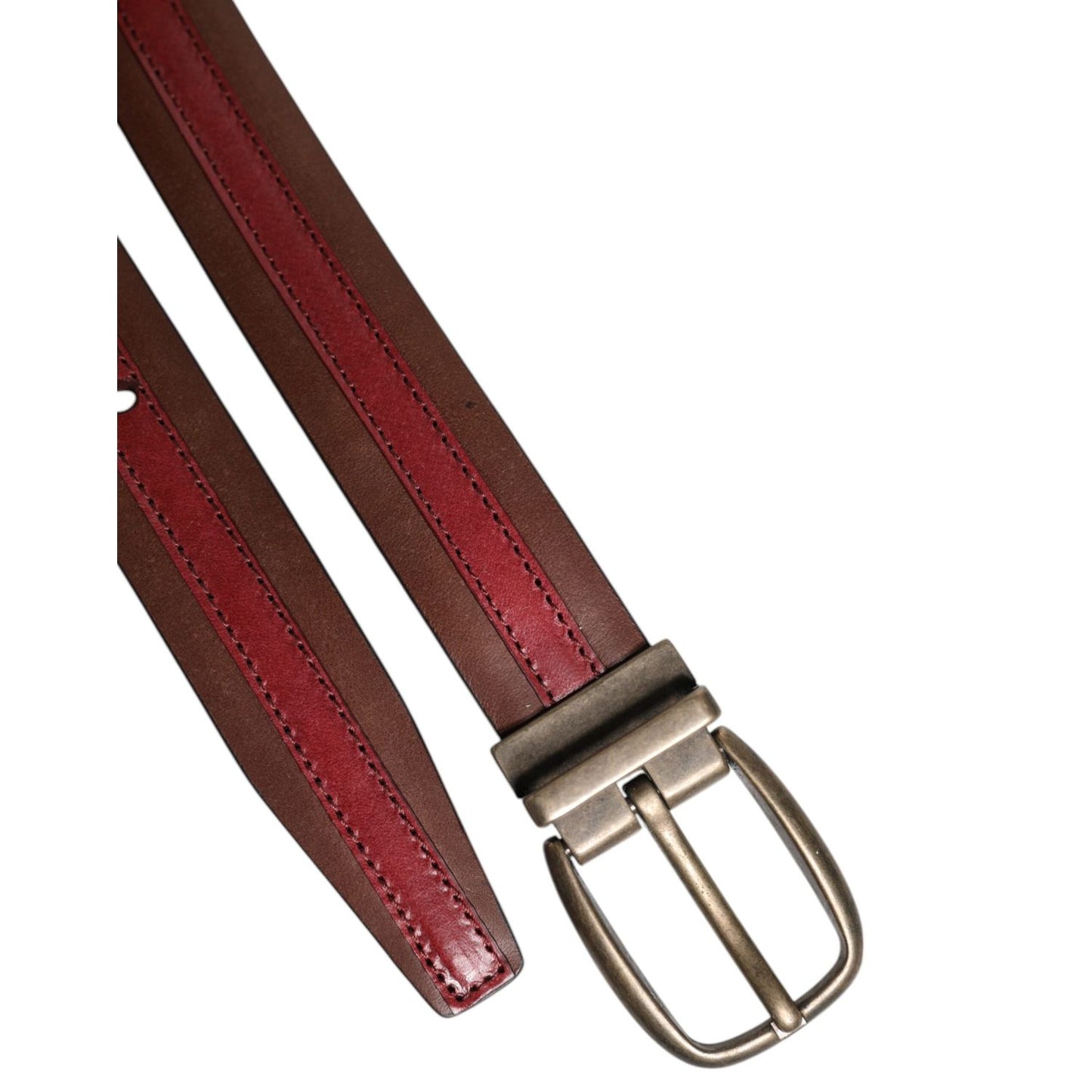 Dolce & Gabbana Burgundy Leather Metal Logo Buckle Belt BEL9328-100