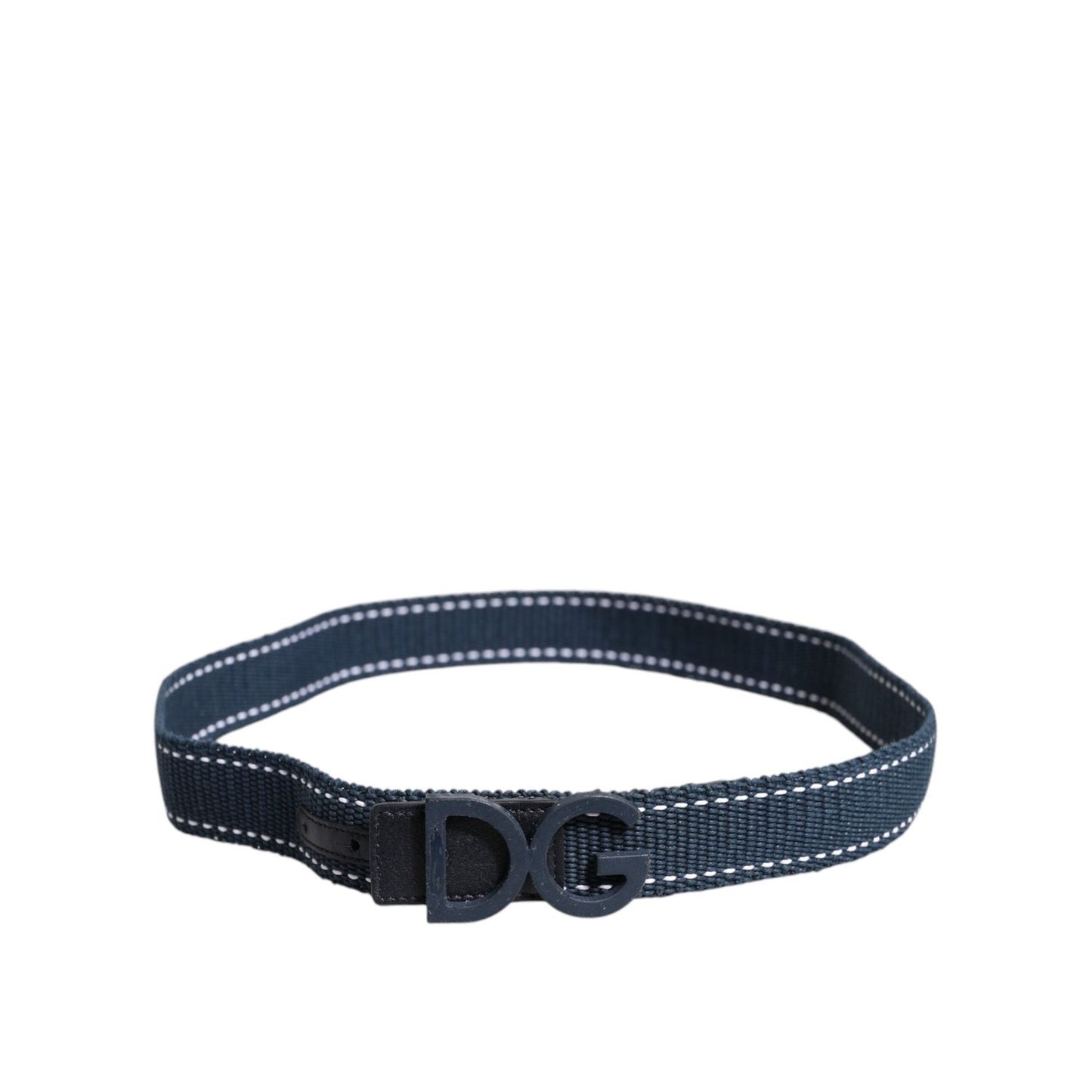 Dolce & Gabbana Blue White Cotton DG Logo Metal Buckle Belt BEL9333-90