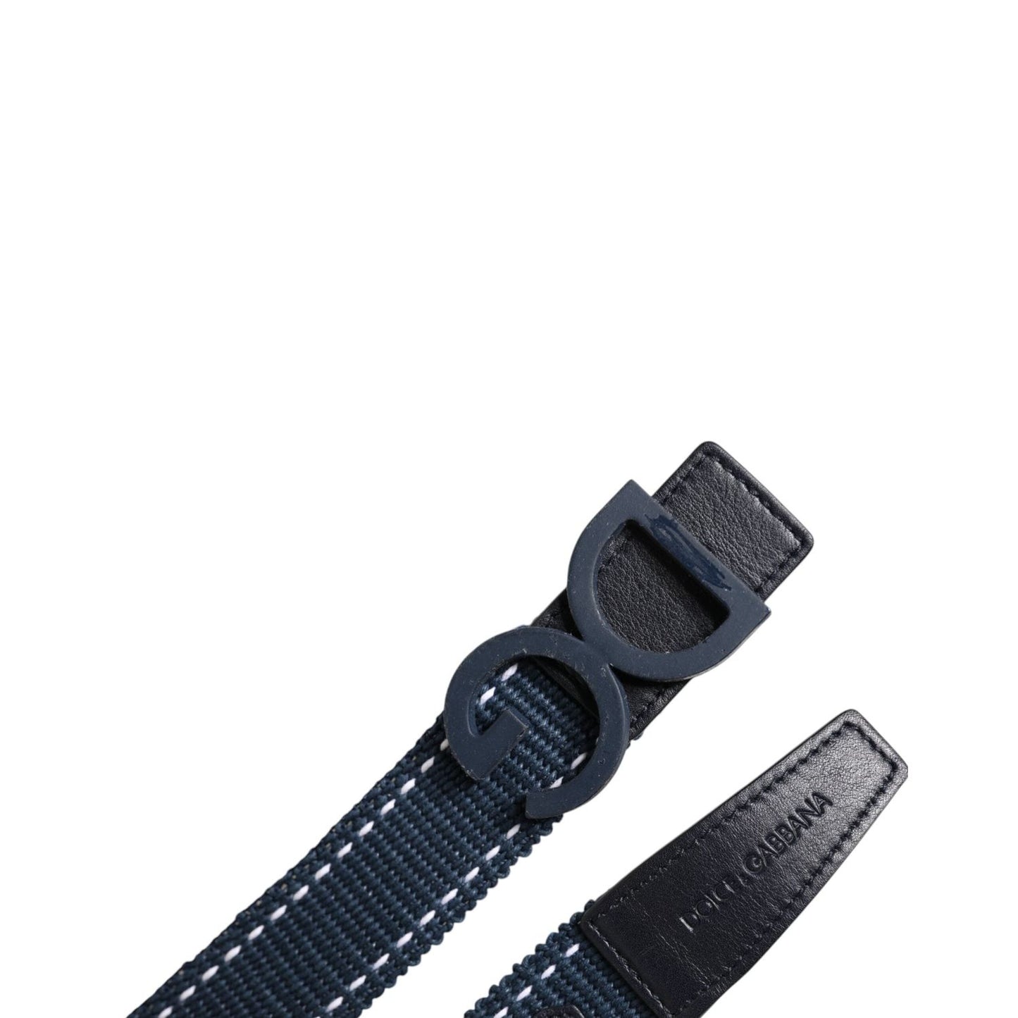 Dolce & Gabbana Blue White Cotton DG Logo Metal Buckle Belt BEL9333-90