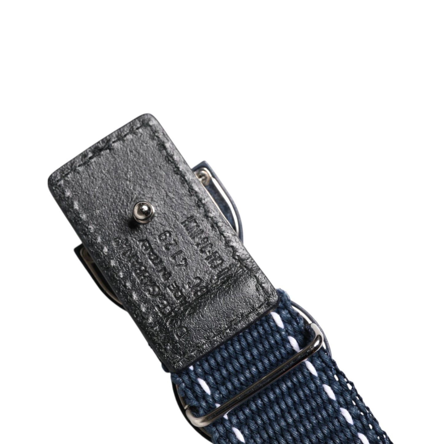 Dolce & Gabbana Blue White Cotton DG Logo Metal Buckle Belt BEL9333-90