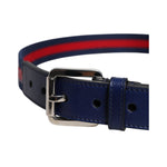 Dolce & Gabbana Blue Cotton Leather Printed Metal Buckle Belt BEL9337-85