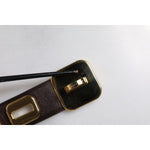 Dolce & Gabbana Dark Brown Leather Gold Rotating Buckle Belt WMB392-90