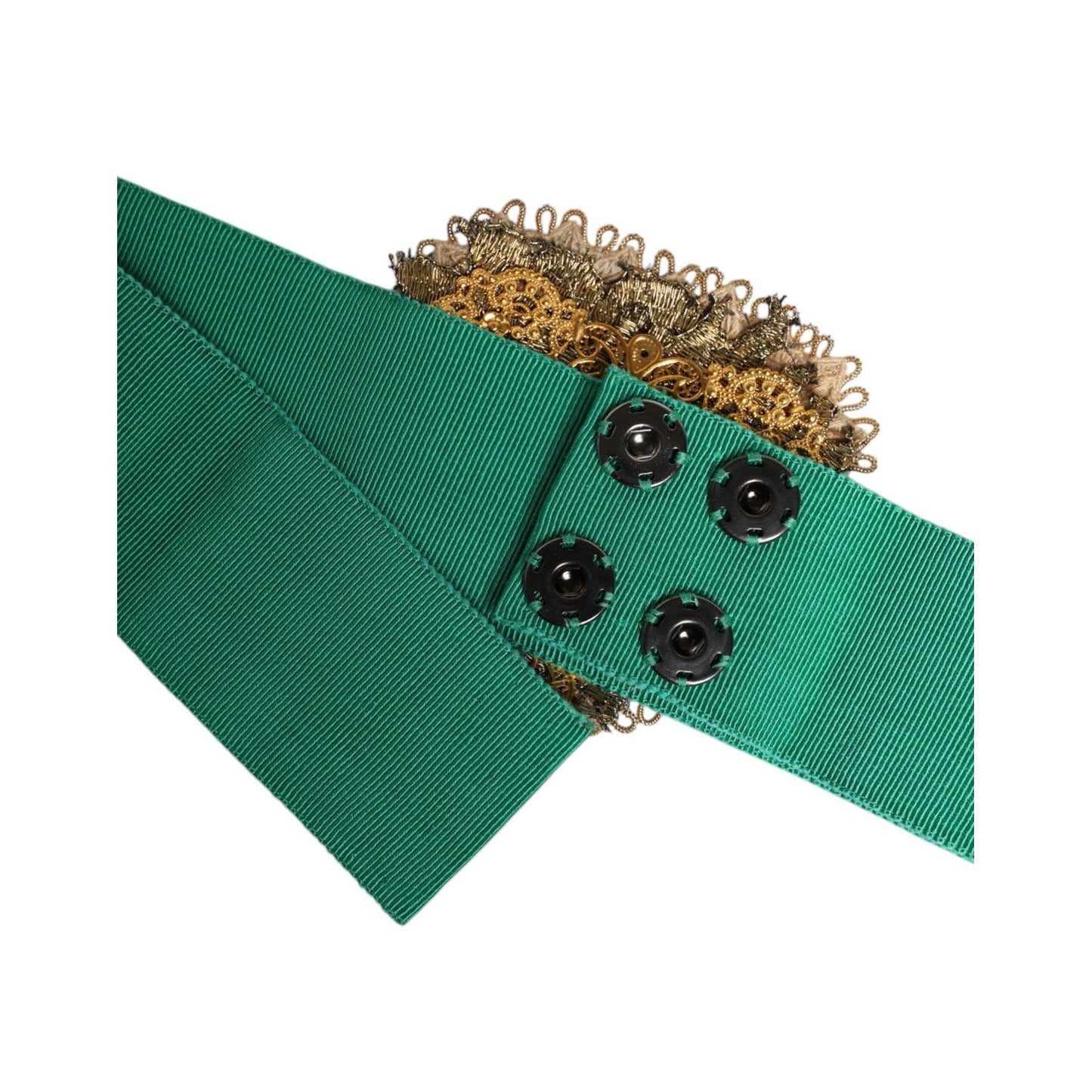 Dolce & Gabbana Green Stretch Wide Waist Heart Embellished Belt