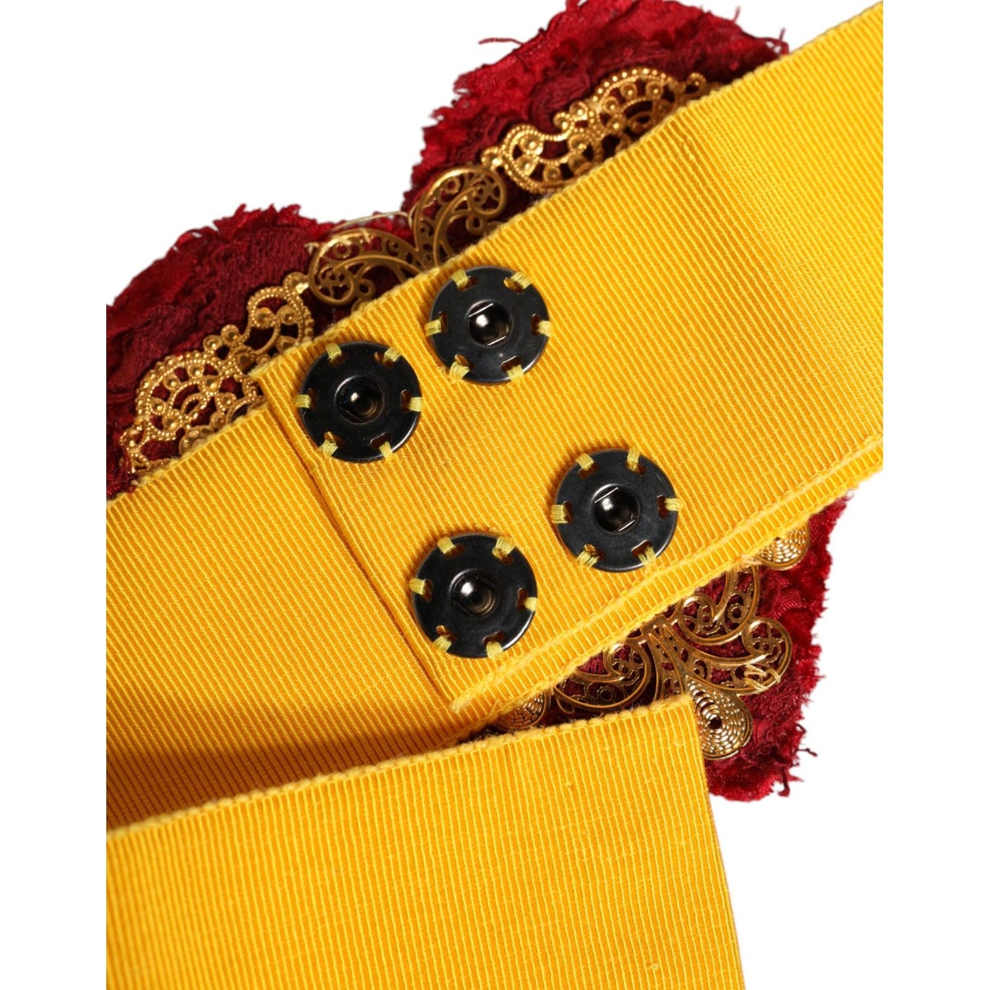 Dolce & Gabbana Yellow Stretch Wide Waist Heart Embellished Belt WMB397-40