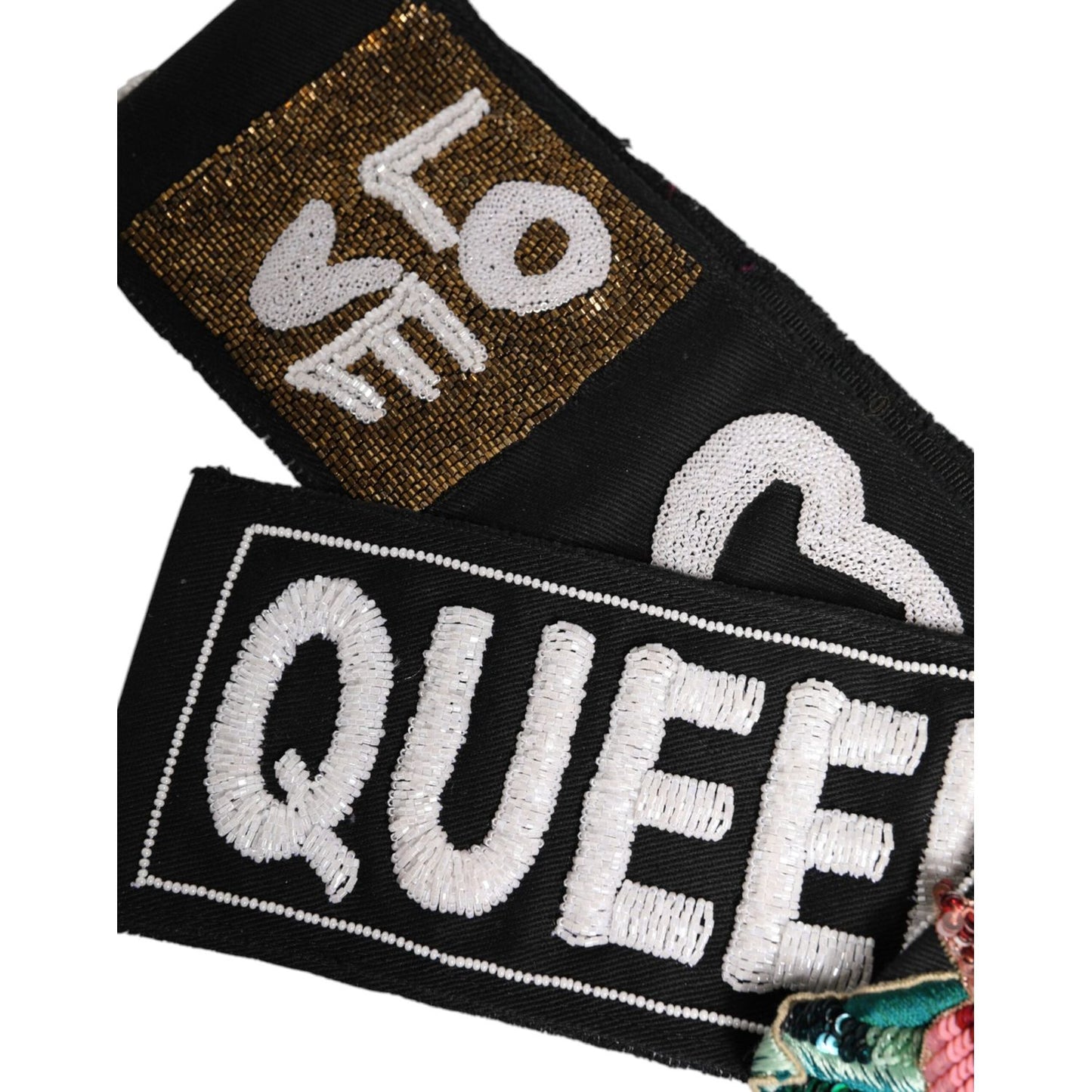 Dolce & Gabbana Black Stretch Multicolor Embellished Waist Belt WMB398-40
