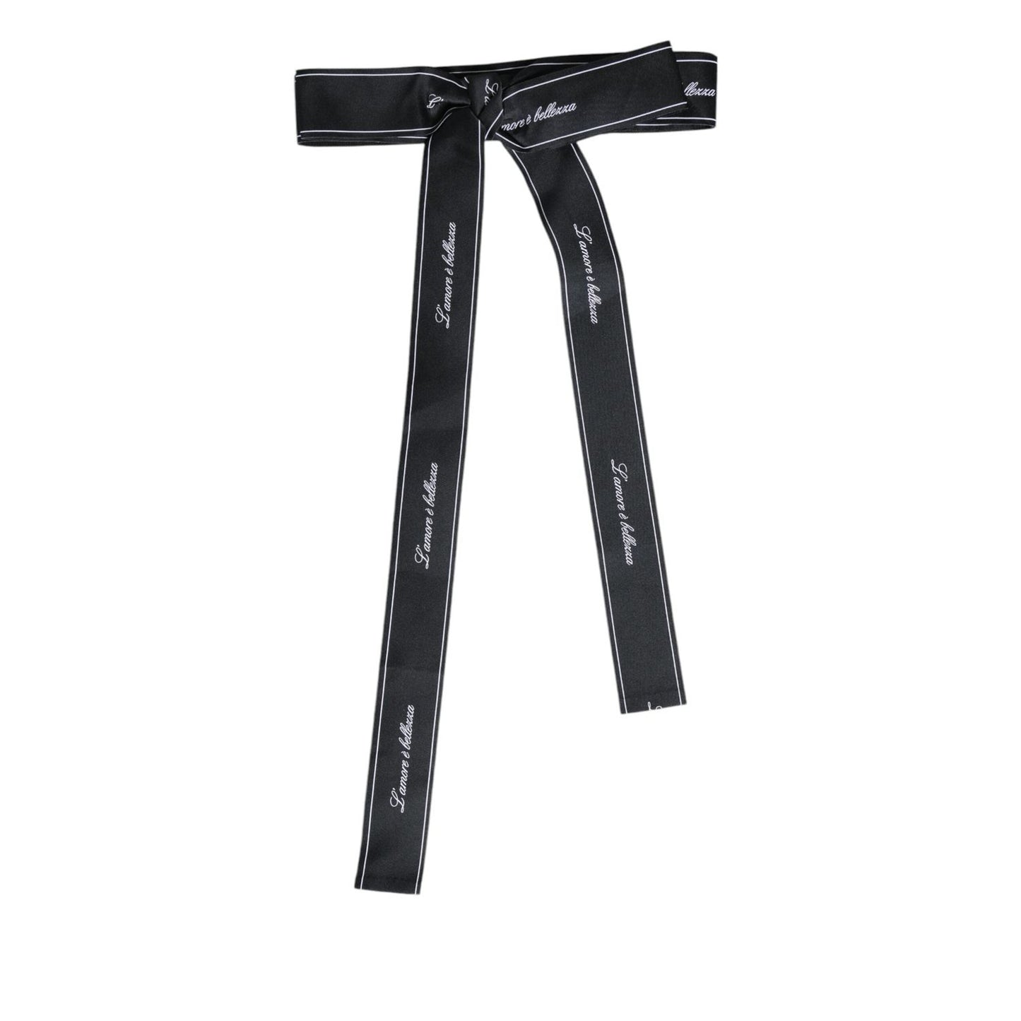 Dolce & Gabbana Black Waist Ribbon Wide Bow Logo Belt WMB465-40
