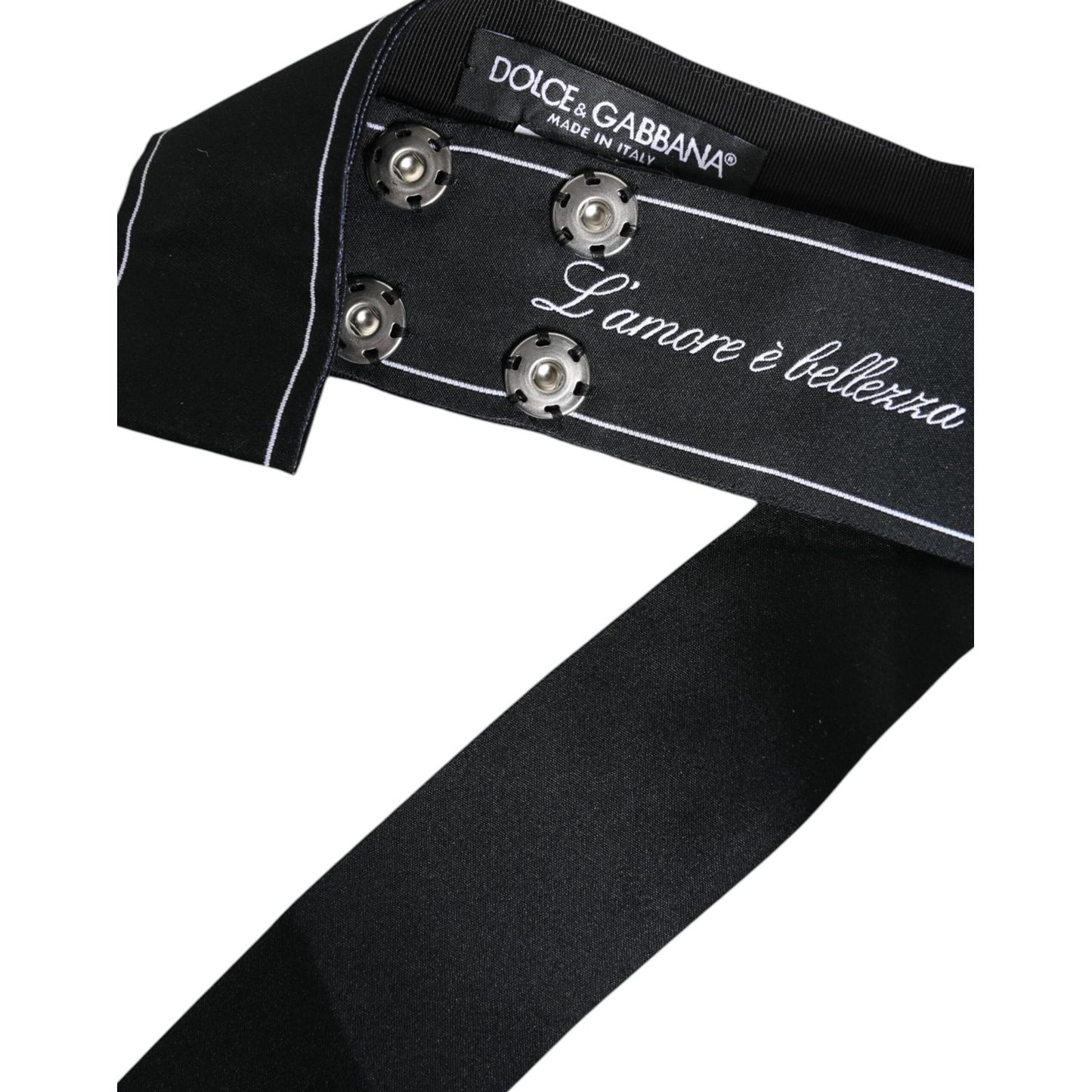 Dolce & Gabbana Black Waist Ribbon Wide Bow Logo Belt WMB465-40