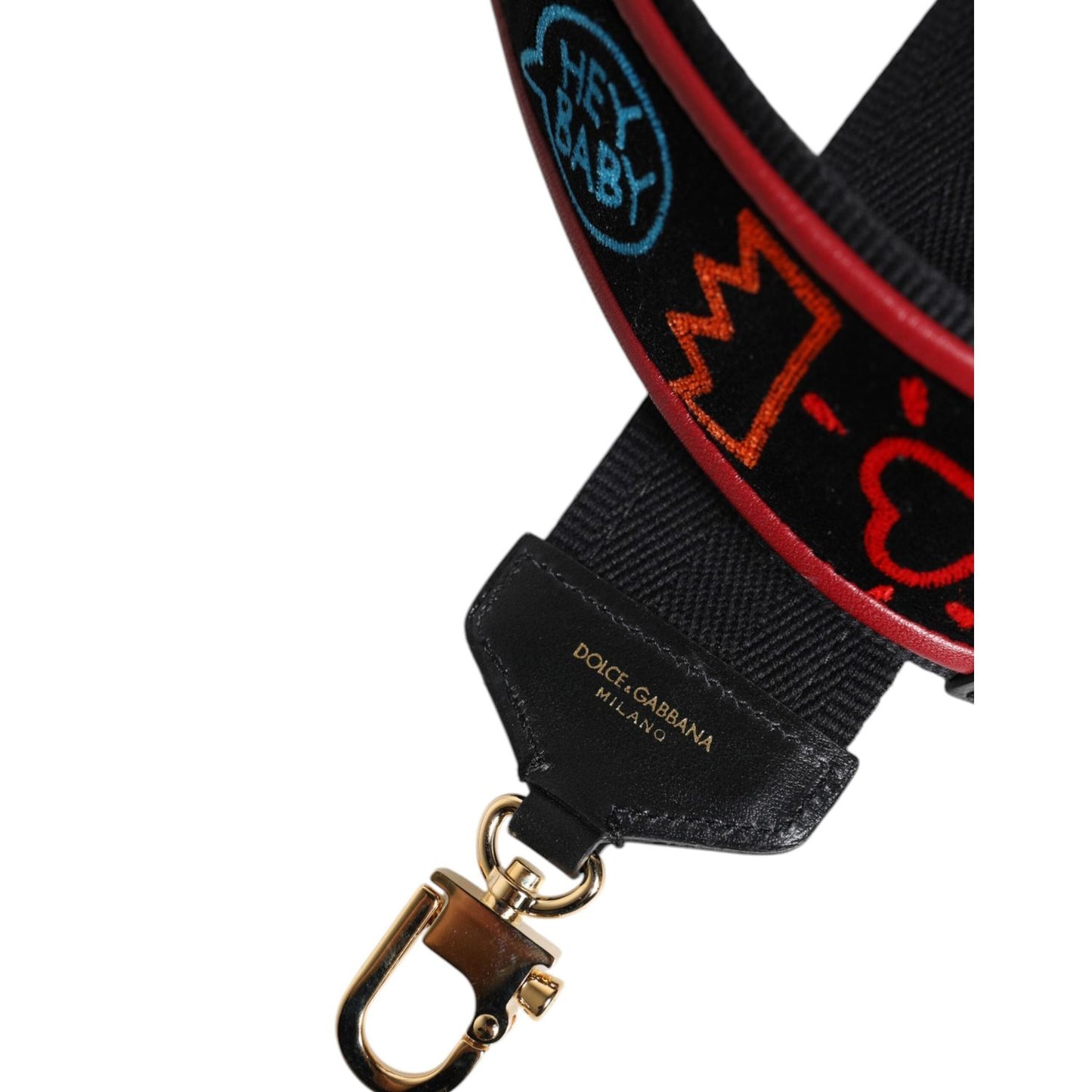 Dolce & Gabbana Black Cotton Printed Bag Shoulder Strap WMB499
