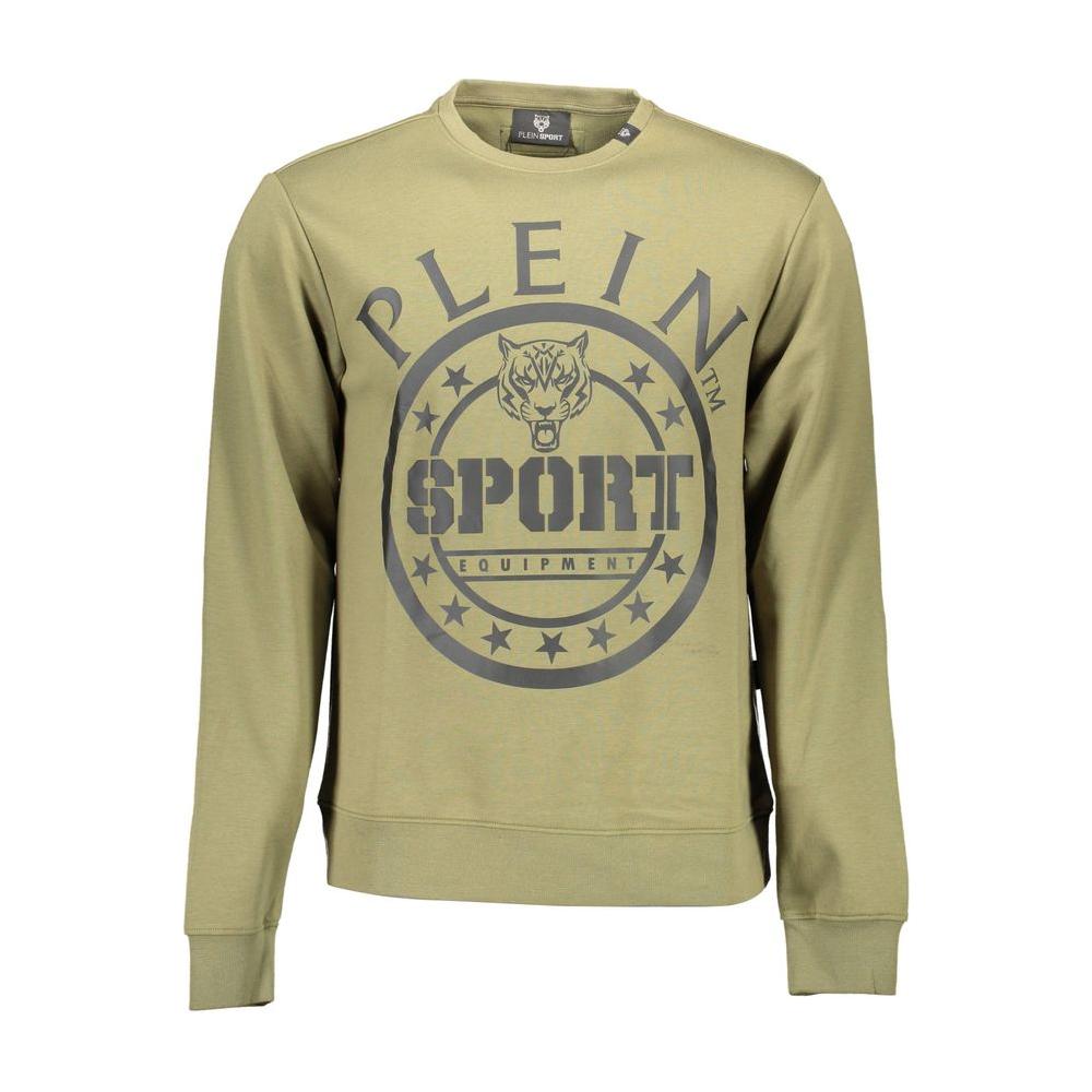 Plein Sport Green Cotton Men Sweater Plein Sport Dark Khaki