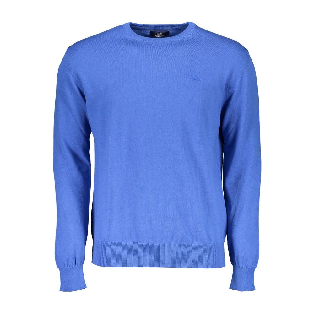 La Martina Blue Cotton Men Sweater La Martina Royal Blue