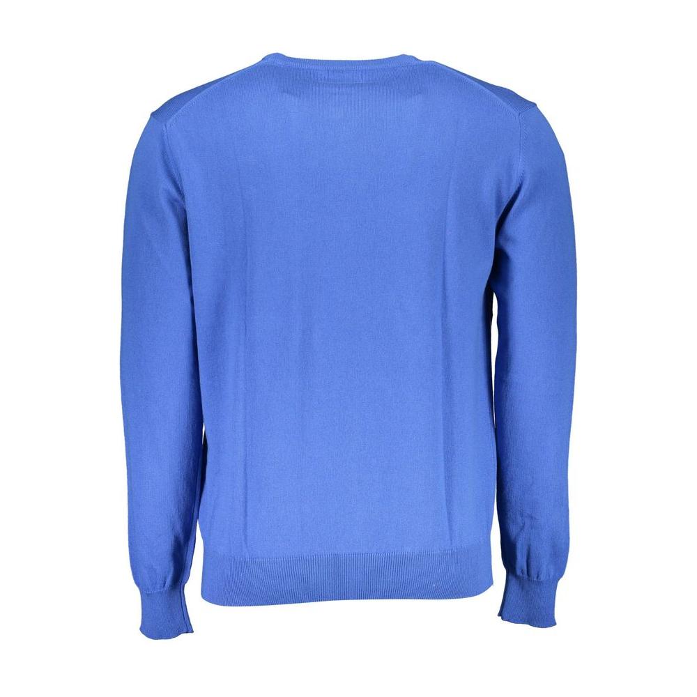 La Martina Blue Cotton Men Sweater La Martina Cornflower Blue