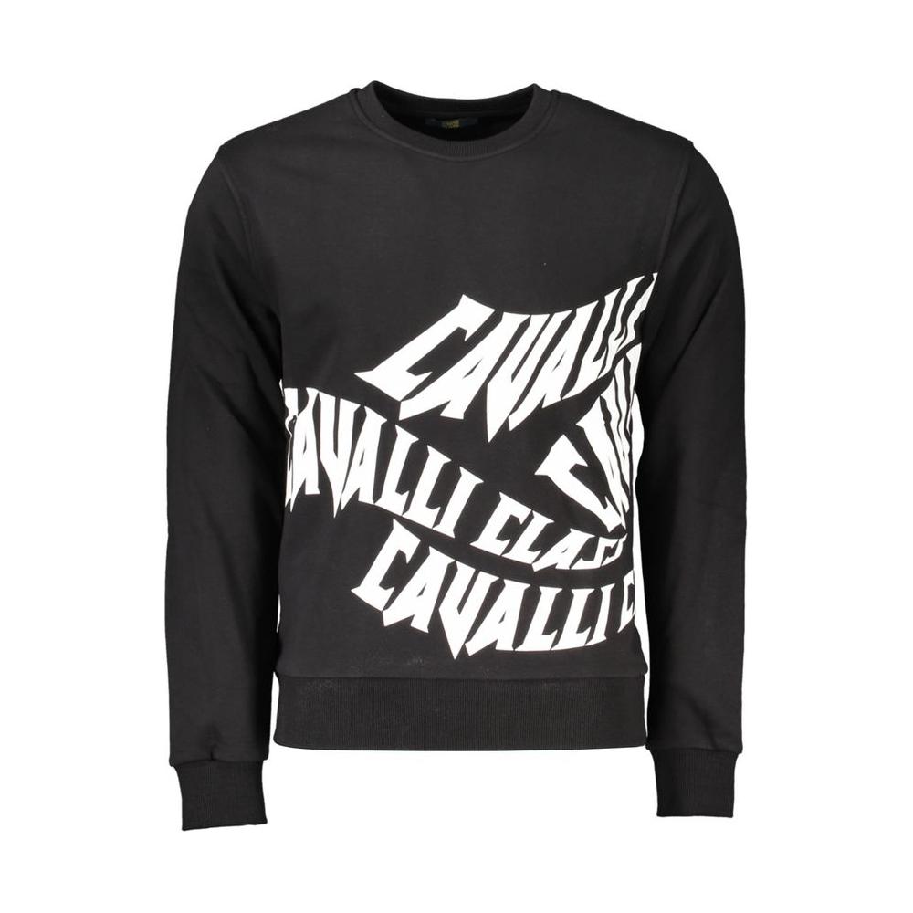 Cavalli Class Black Cotton Men Sweater Cavalli Class Dark Slate Gray