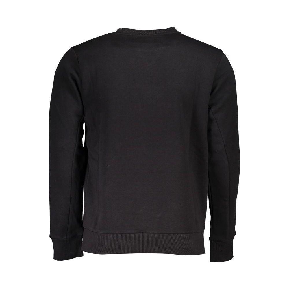 Back view of U.S. Grand Polo chic black crew neck fleece sweatshirt, long sleeves, cotton-polyester blend, for men.