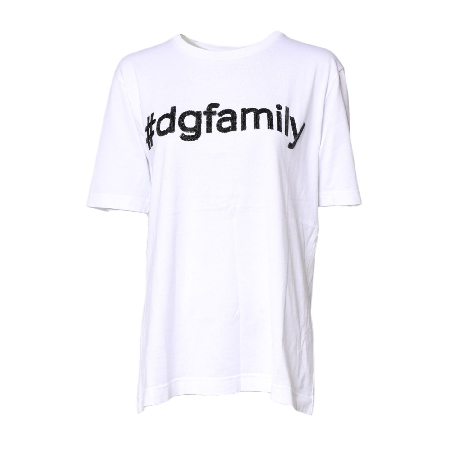 Dolce & Gabbana White #DGFamily Print Cotton Crew Neck T-shirt