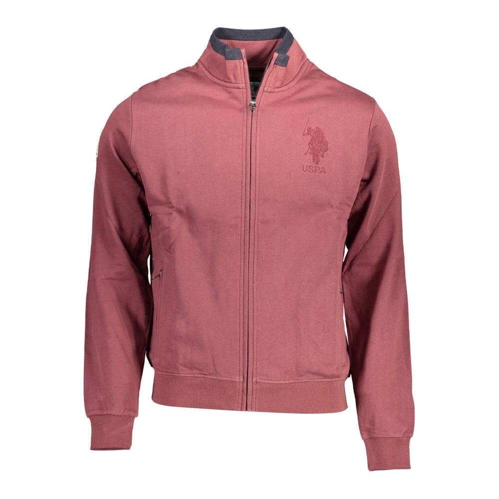 U.S. POLO ASSN. purple cotton men's sweater with embroidered logo, showcasing long sleeves and contrasting details, perfect for casual style.