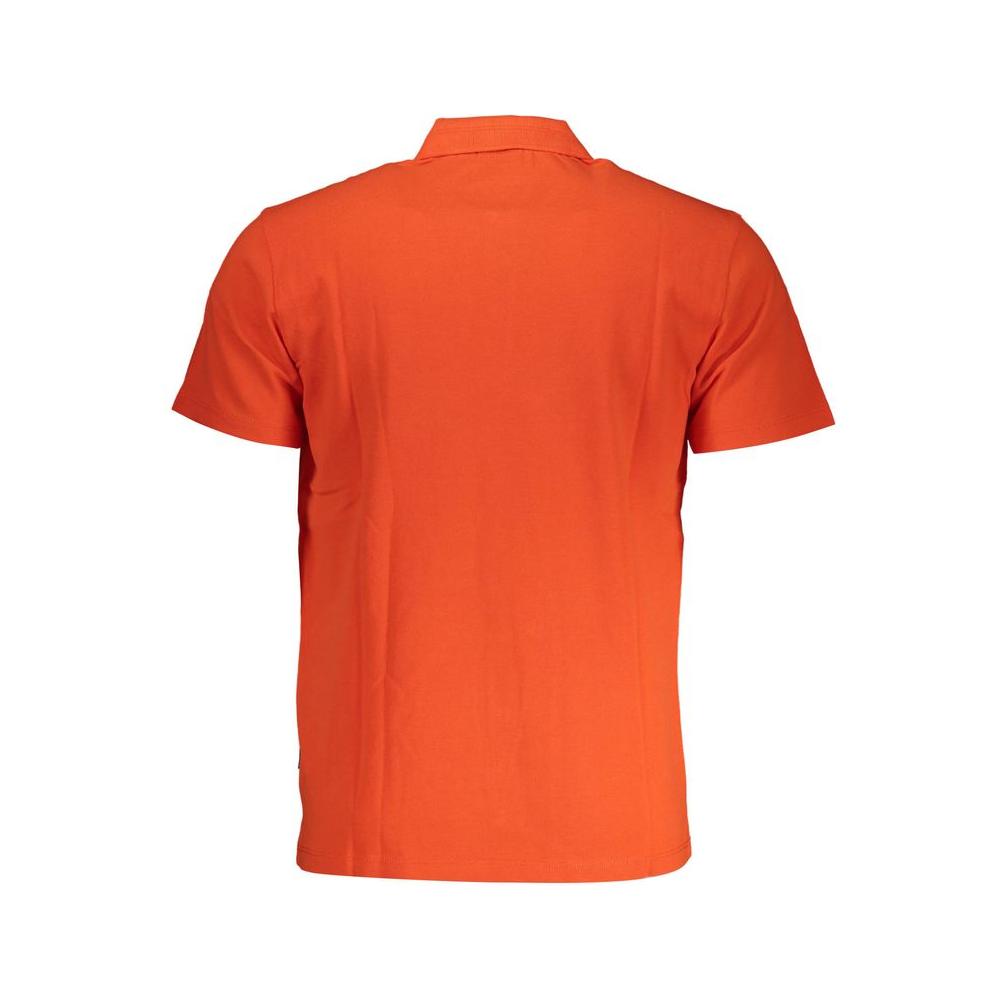 Napapijri red cotton short-sleeve men's polo shirt, back view showing relaxed fit and craftsmanship.