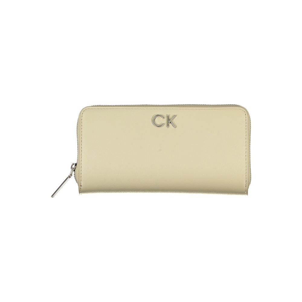 Calvin Klein beige wallet with RFID blocking, elegant and durable design, secure essentials, RFID protection, five compartments.