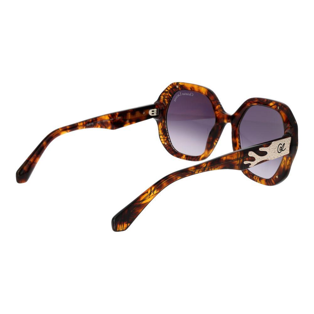 Christian Lacroix brown acetate women sunglasses with gradient grey square lenses, full-rim style, 100% UVA & UVB protection.