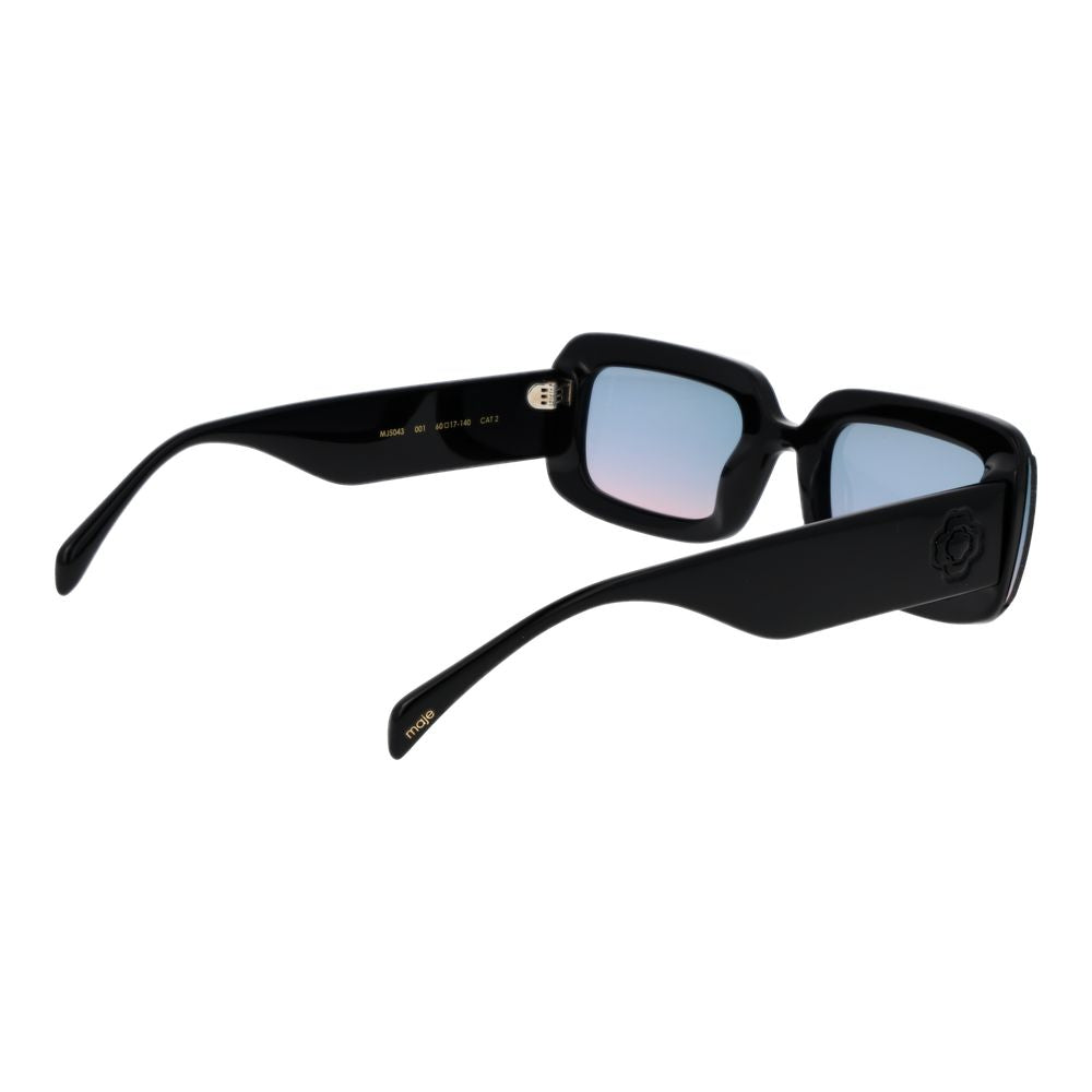 Maje black women's acetate sunglasses with blue gradient lenses, full-rim rectangle style, offering 100% UVA & UVB protection. Size 60-17-140.