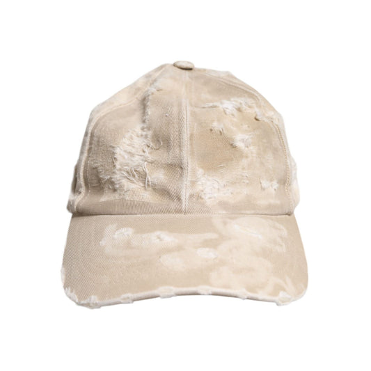 Dolce & Gabbana Beige Tattered Cotton 6 Panels Baseball Cap
