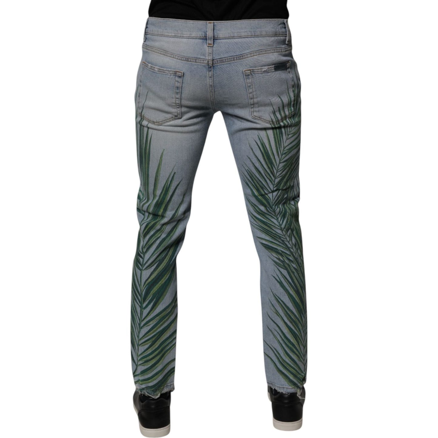 Dolce & Gabbana Light Blue Leaf Cotton Classic Men Denim Jeans PAN75204-48