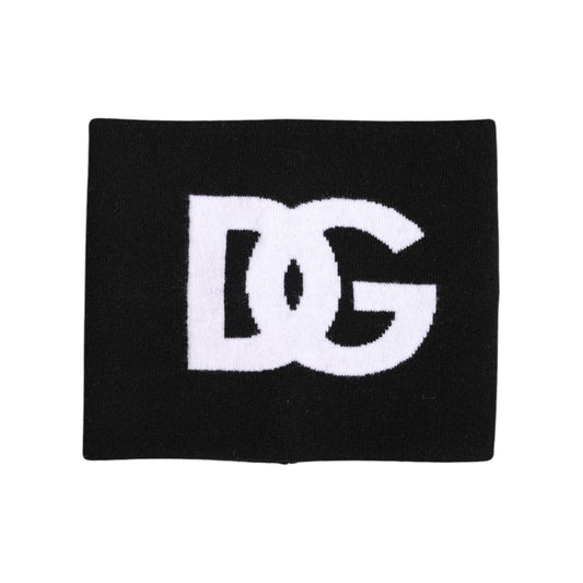 Dolce & Gabbana Black White Logo Print Knitted Neck Warmer Scarf