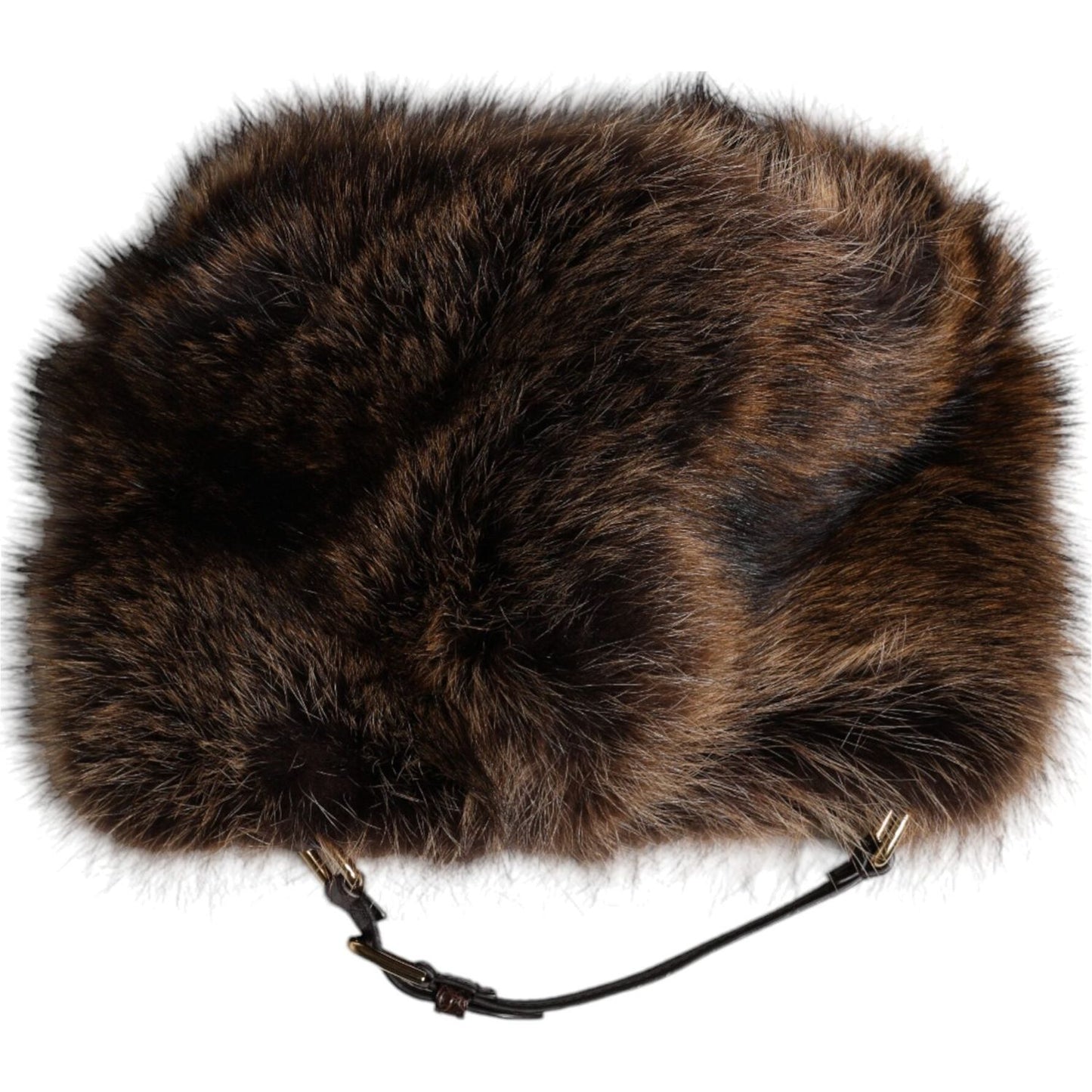 Dolce & Gabbana brown fur women's bucket hat made of raccoon and caiman, with silk lining, featuring luxury Italian craftsmanship.