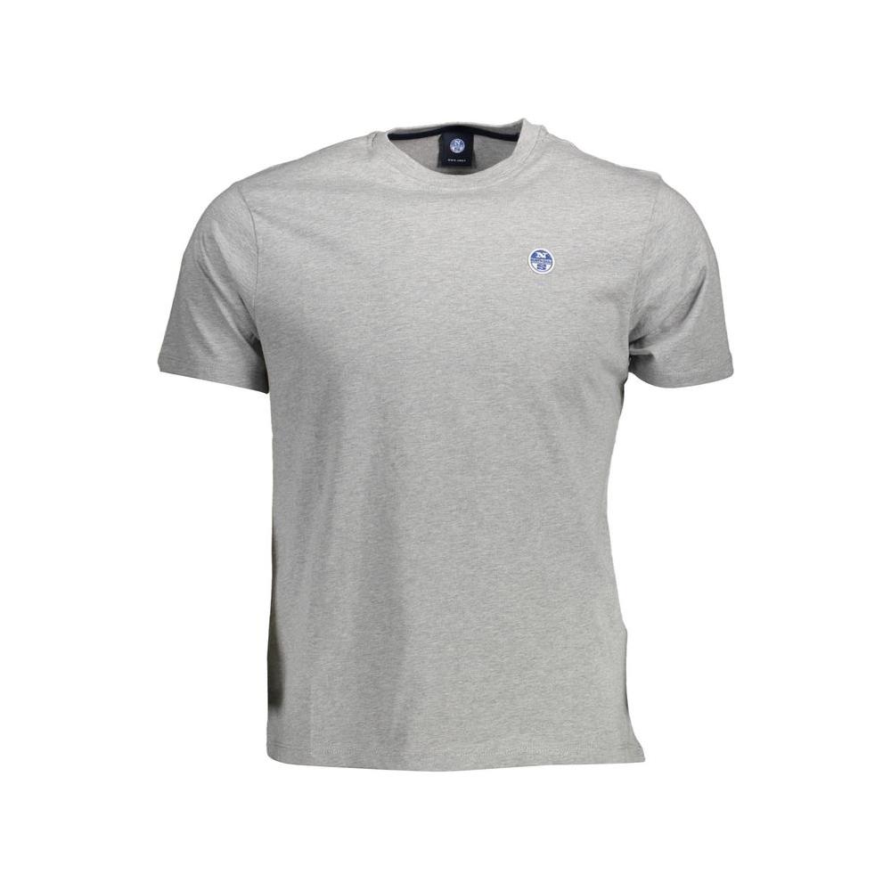 Gray North Sails men's cotton t-shirt with logo, short sleeves, and round neck for casual wear.