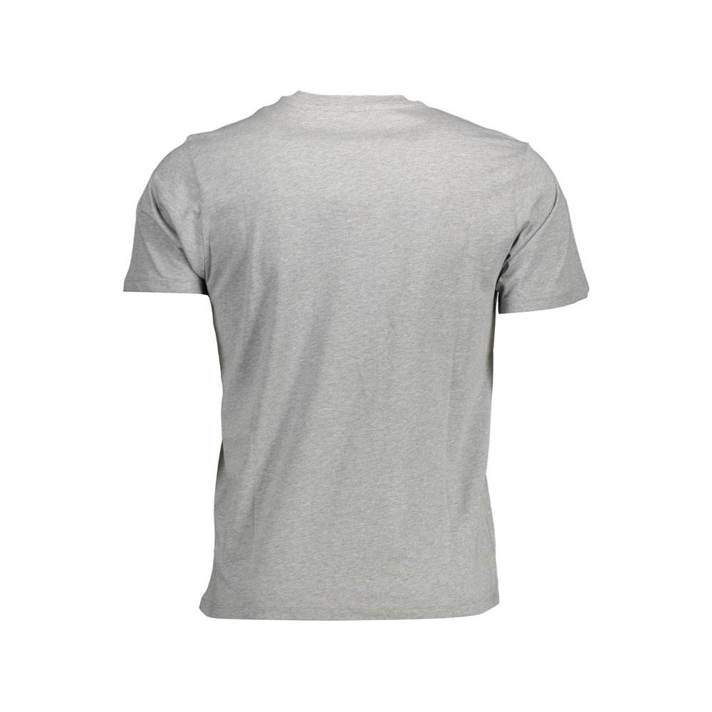Back view of North Sails Gray Cotton Men T-Shirt, short-sleeve with classic round neck design, showcasing brand quality and comfort.