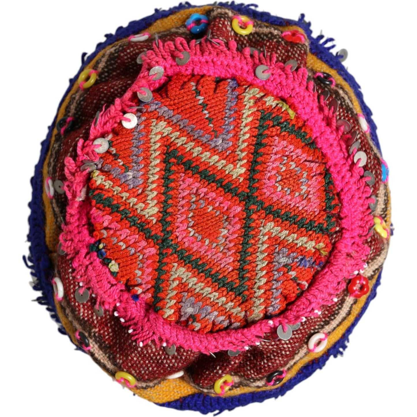 Dolce & Gabbana multicolor floral sequin embellished knitted hat, 100% silk, women's beanie, made in Italy.