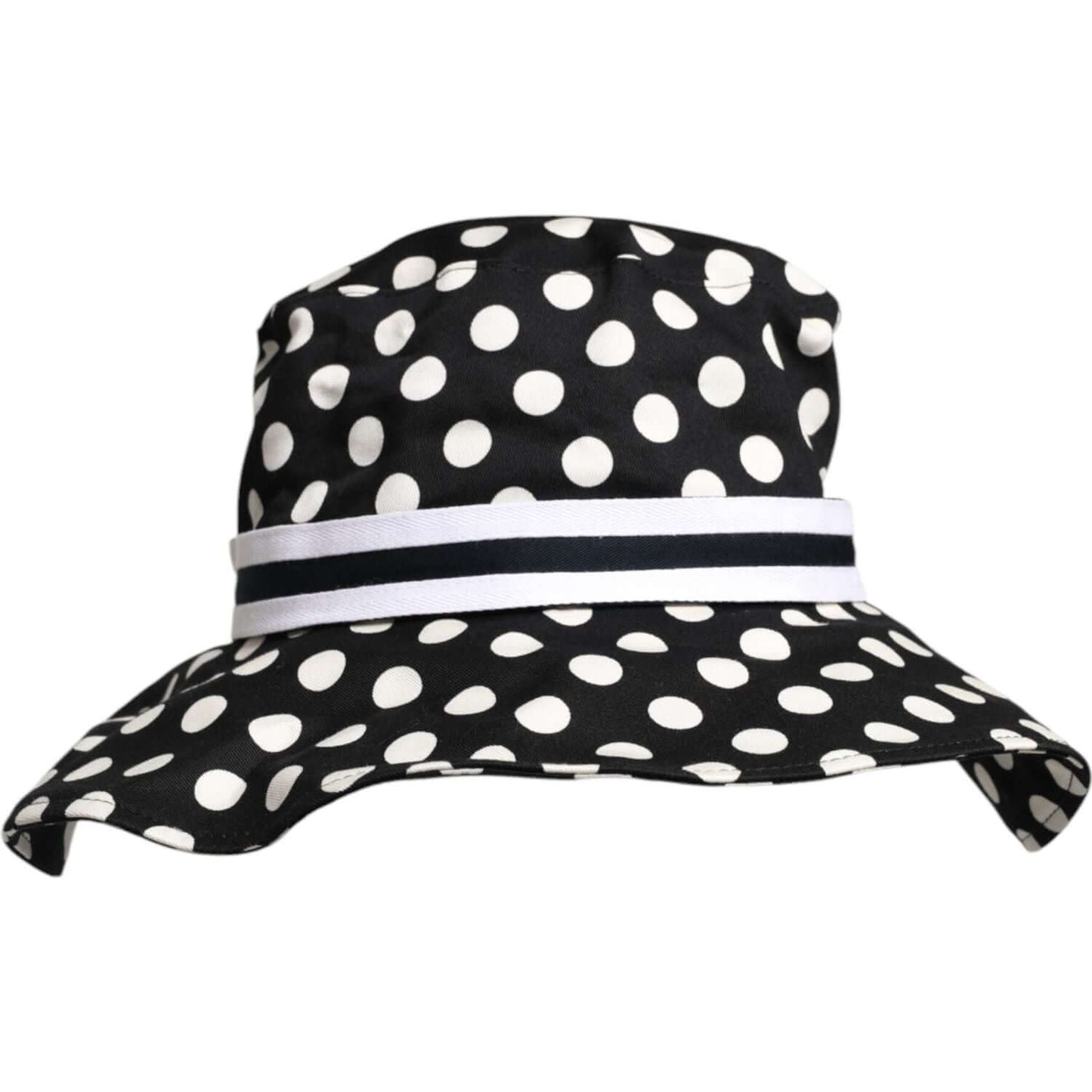 Dolce & Gabbana Black White Polka Dot Wide Brim Bucket Hat Dolce & Gabbana Dark Slate Gray