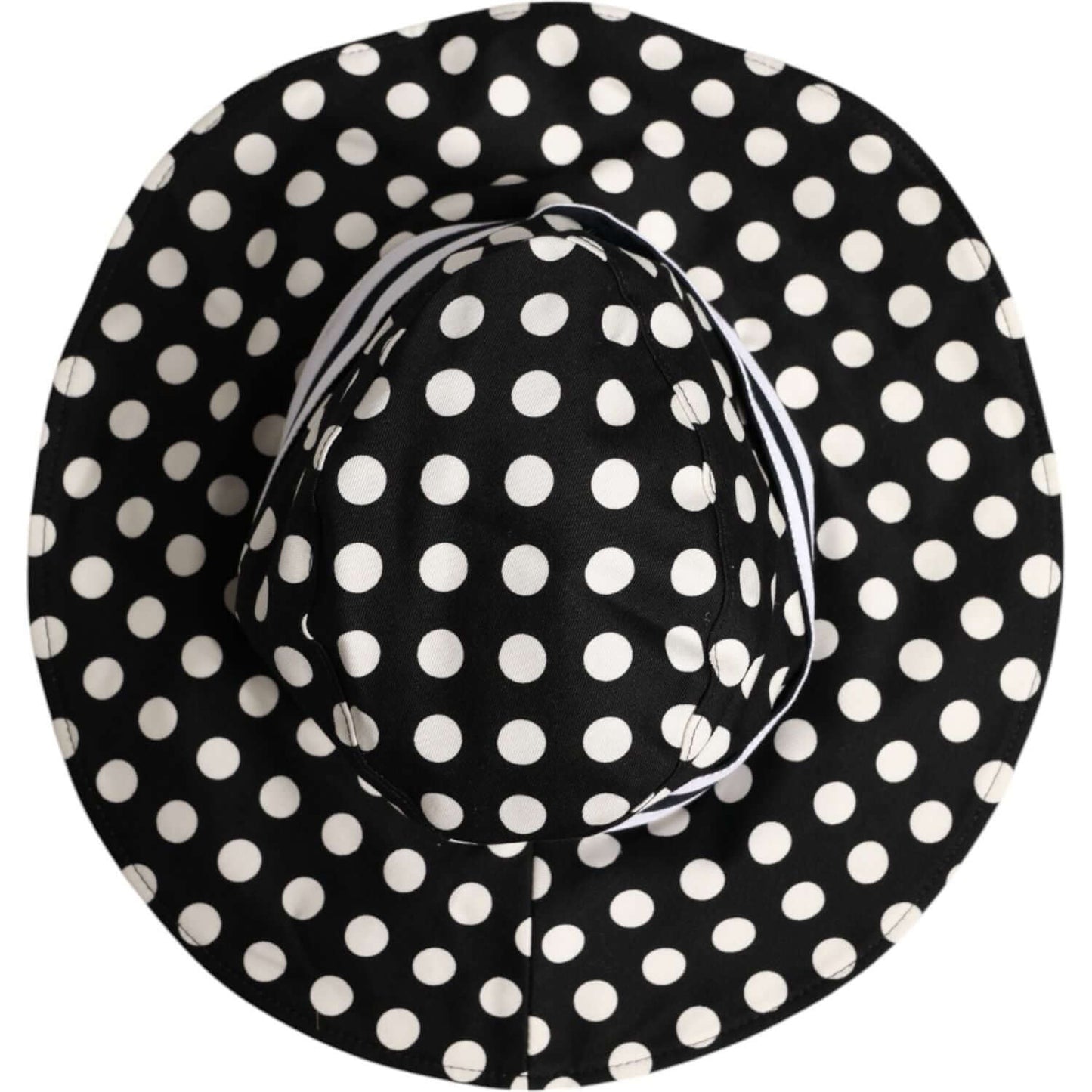 Dolce & Gabbana Black White Polka Dot Wide Brim Bucket Hat Dolce & Gabbana Light Gray