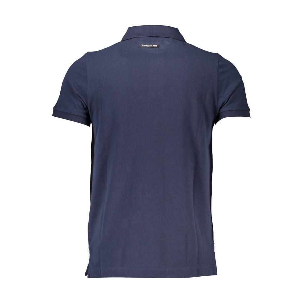 Cavalli Class Blue Cotton Men Polo Shirt Cavalli Class Dark Slate Gray
