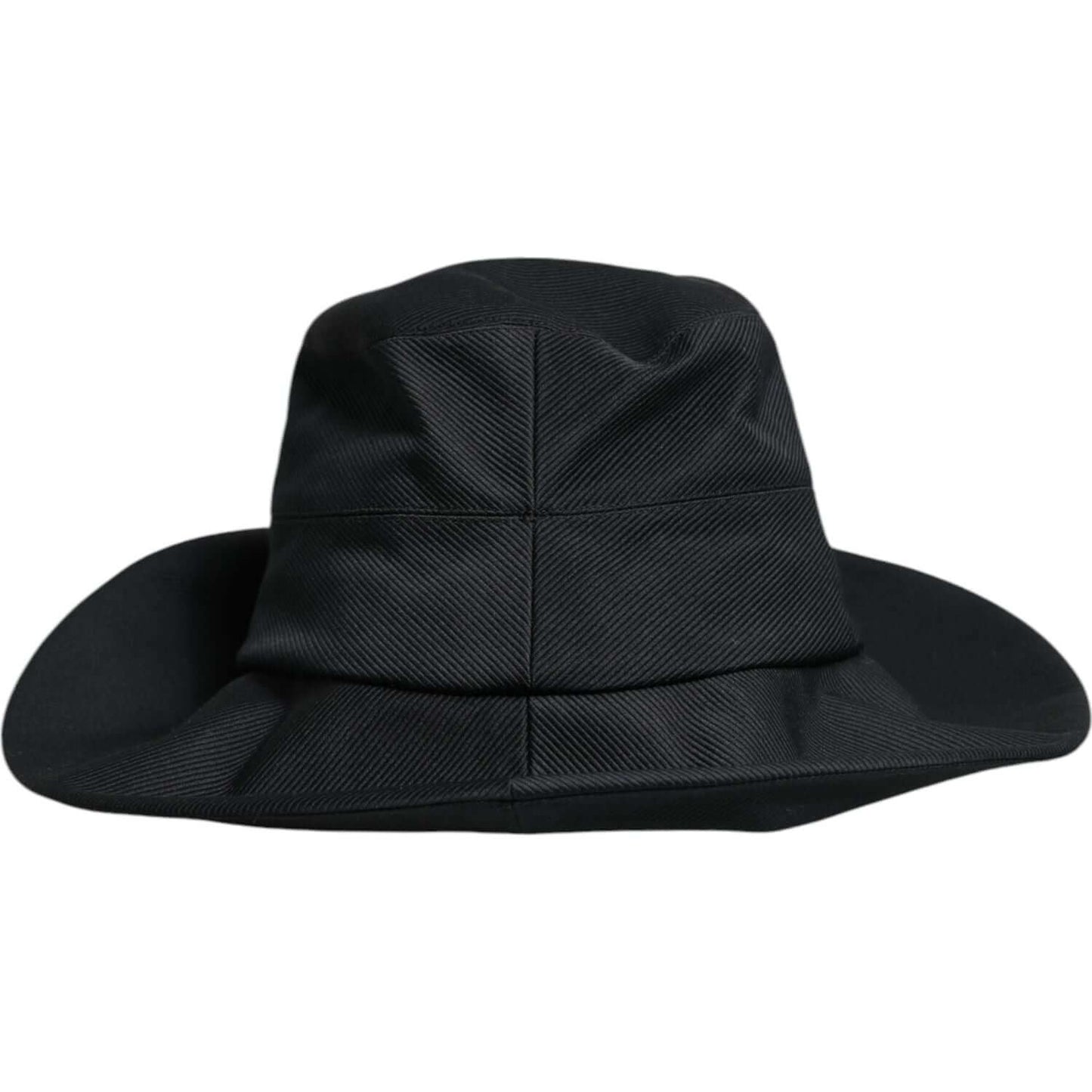 Dolce & Gabbana black cotton wide brim fedora hat with silk lining, women's accessory, Italian-made, new with tags, luxury fashion.