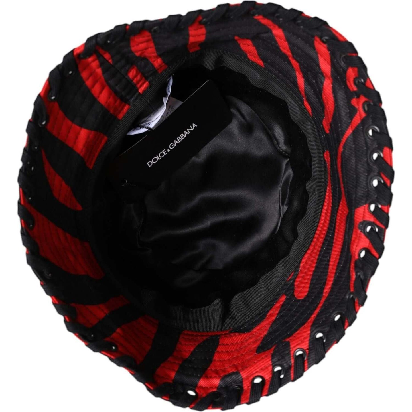 Dolce & Gabbana Black Red Stripe Polyester Wide Brim Bucket Hat Dolce & Gabbana Black