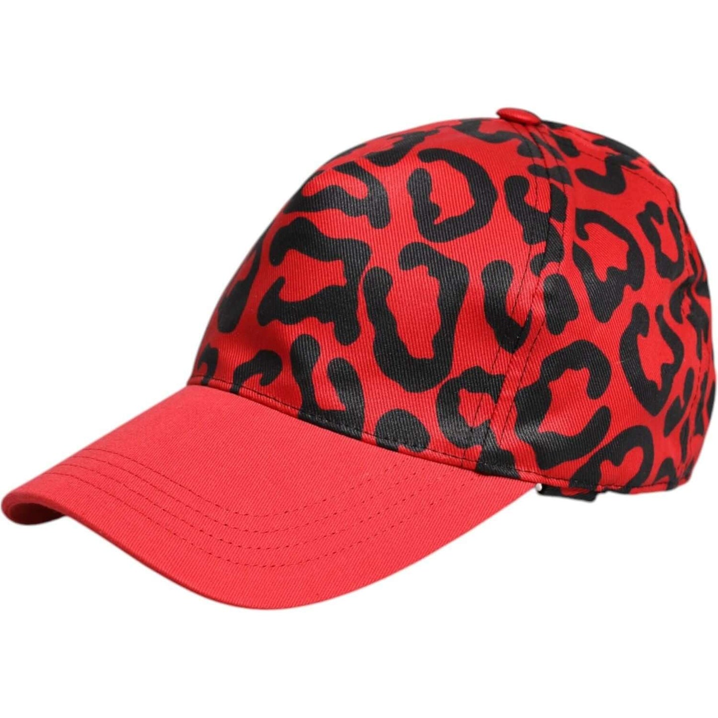 Dolce & Gabbana red and black cotton women's baseball cap with leopard print design, 6 panels, silk lining, made in Italy.