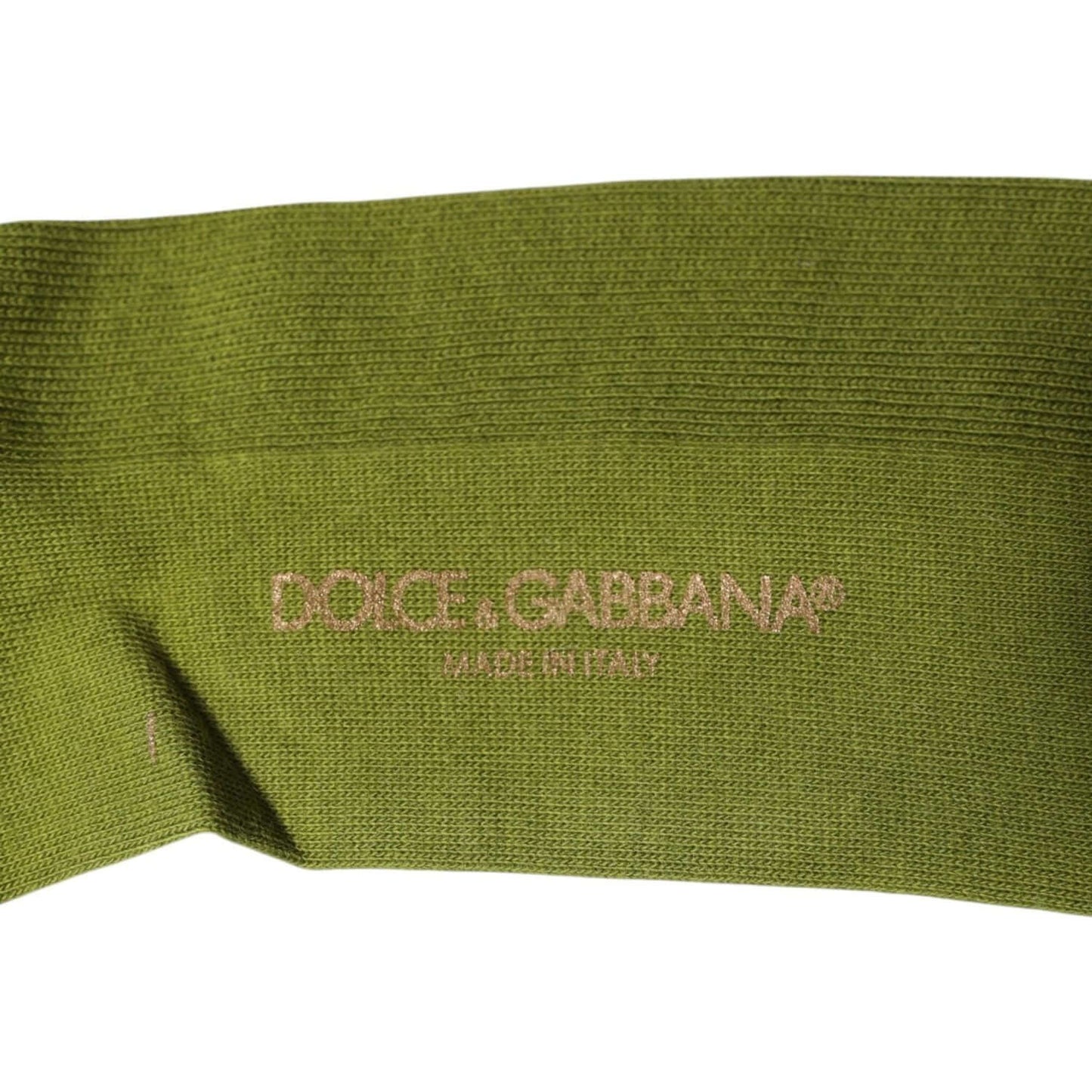Dolce & Gabbana green cotton over the calf socks featuring embossed logo, made in Italy, men's fashion accessory.