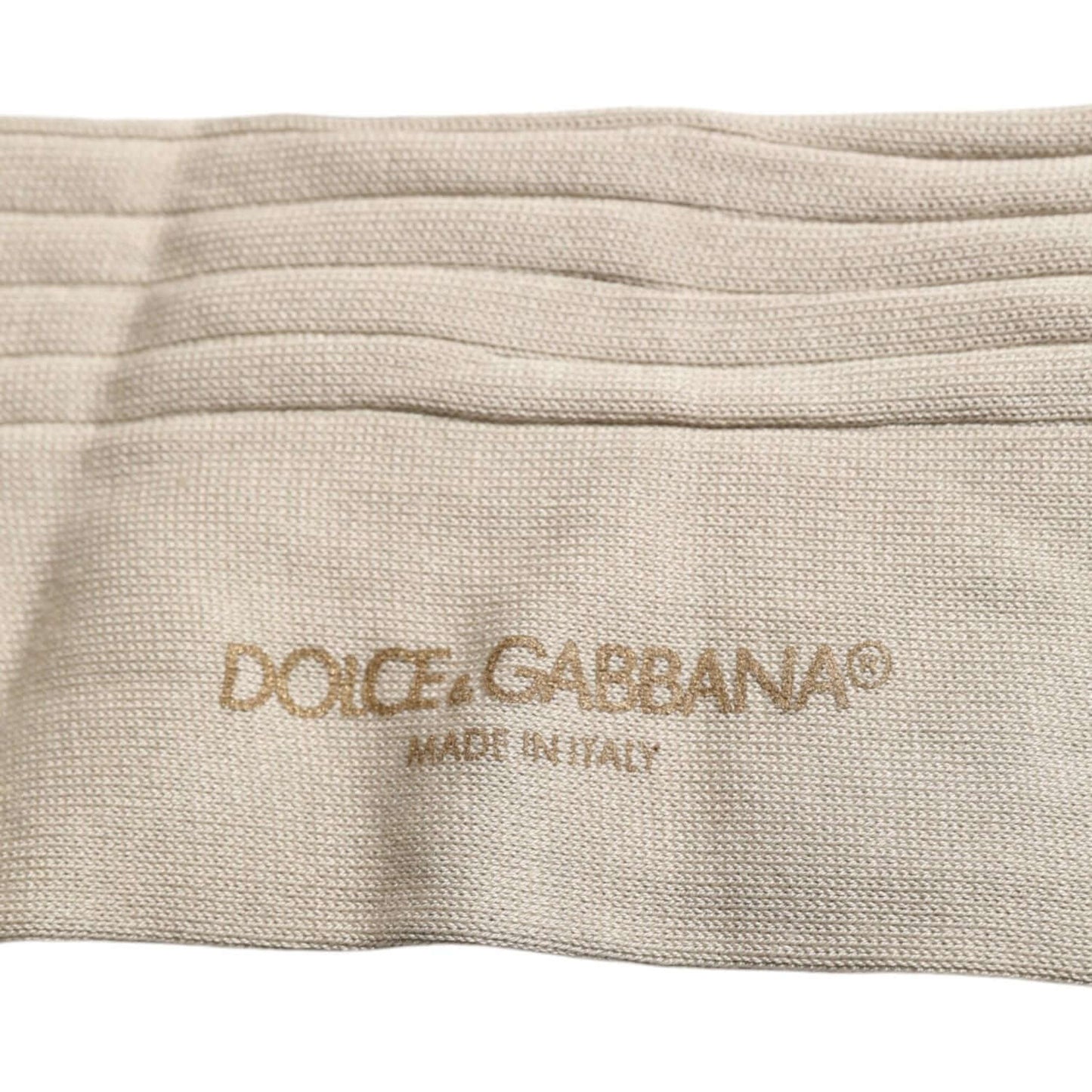 Dolce & Gabbana Beige Cotton Stretch Logo Mid Calf Socks Dolce & Gabbana Gray