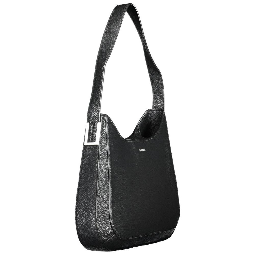 Calvin Klein black polyester women handbag with shoulder strap, featuring bold logo and modern design for chic sophistication.