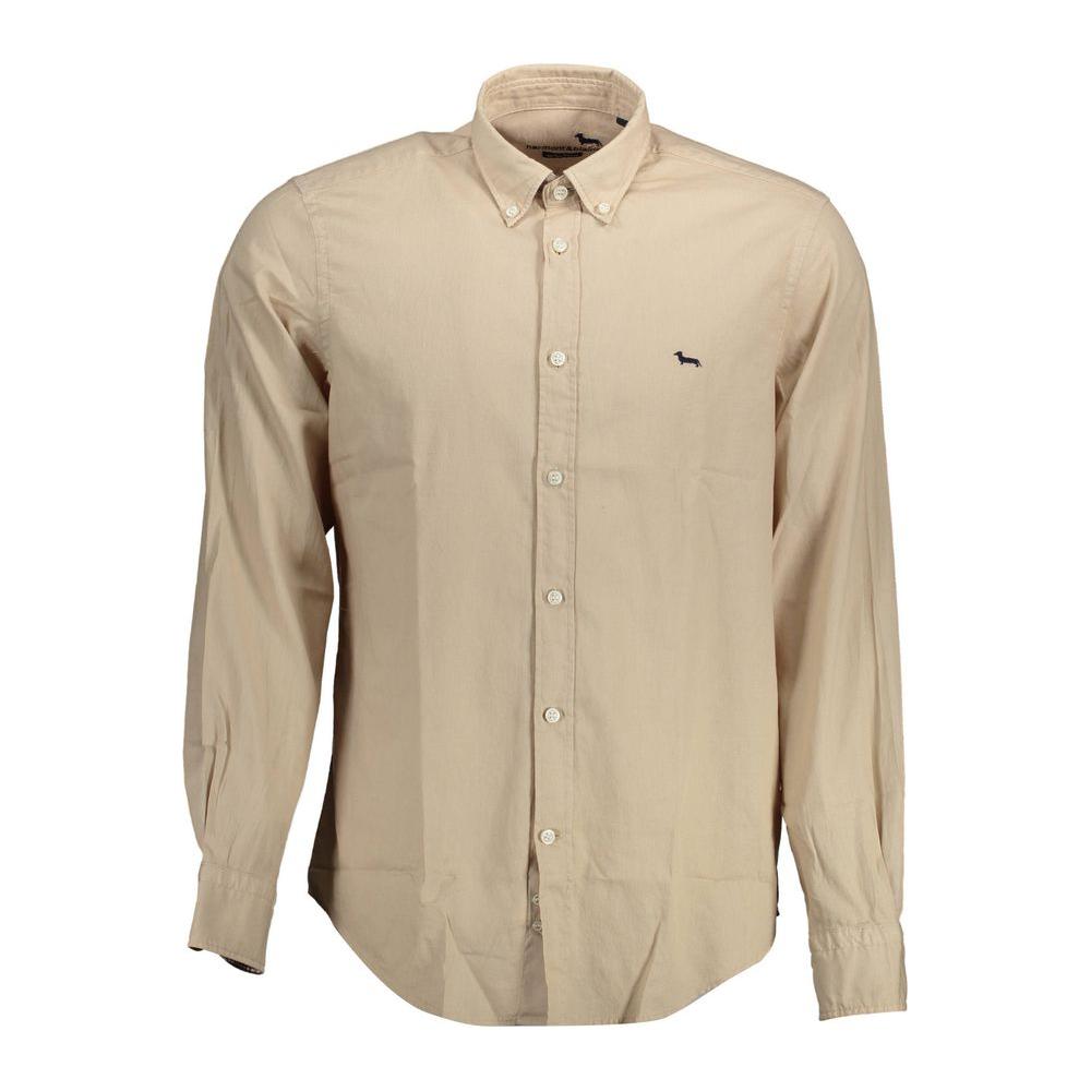 Harmont & Blaine Beige Cotton Men Shirt Harmont & Blaine Tan